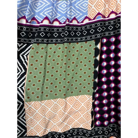 Maeve By Anthropologie Patchwork Top M Puff Sleeves Boho Casual - Picture 2 of 6